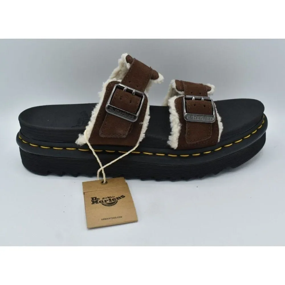 Dr Martens‎ Mens Size 12 Myles Brown Suede Buckle Slide Sandals Shoes